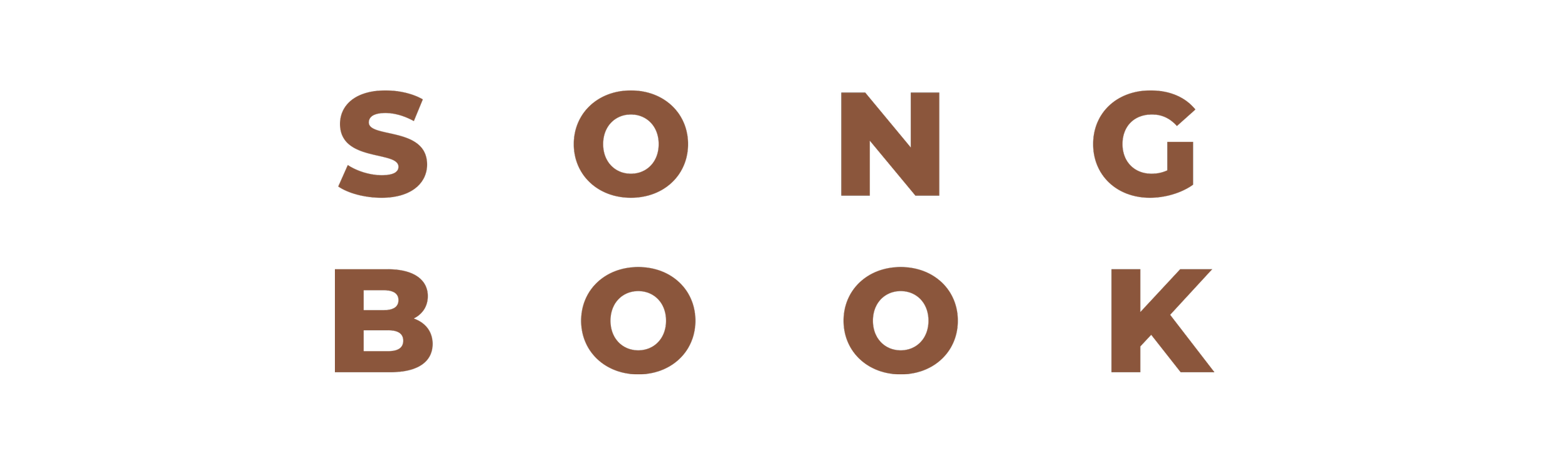 Text reading 'SONG BOOK' with large brown letters on a black background.